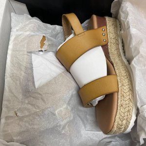 Beige Espadrille Platform Wedge